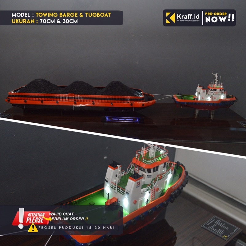 Jual Cod Miniatur Towing Kapal Barge Tongkang Cm Dan Tugboat Cm I