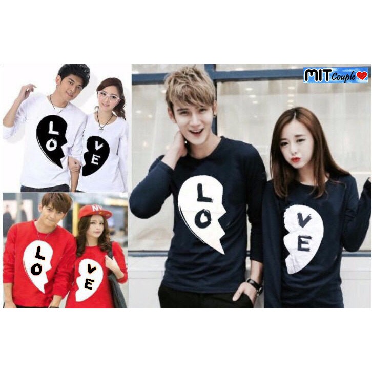 BAJU PASANGAN KAPEL KAOS  COUPLE  BLACK LOVE LP Shopee  