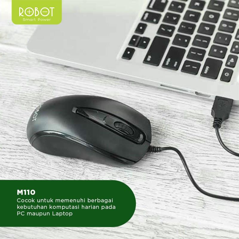 Mouse Office ROBOT M100 wired Original - Black garansi resmi