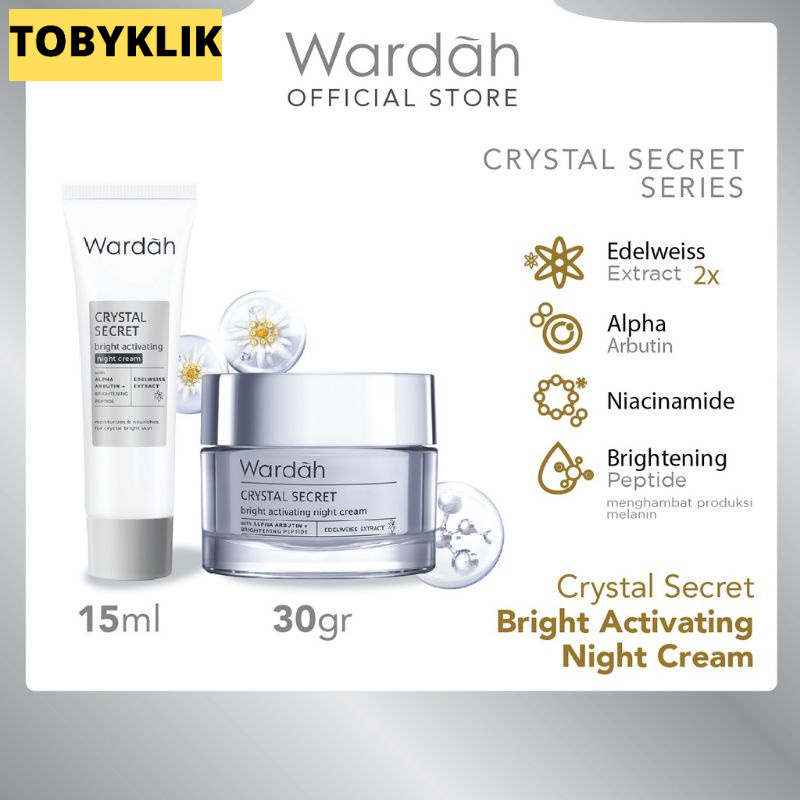 Wardah Crystal Secret Night Cream 15 ml / Krim Malam