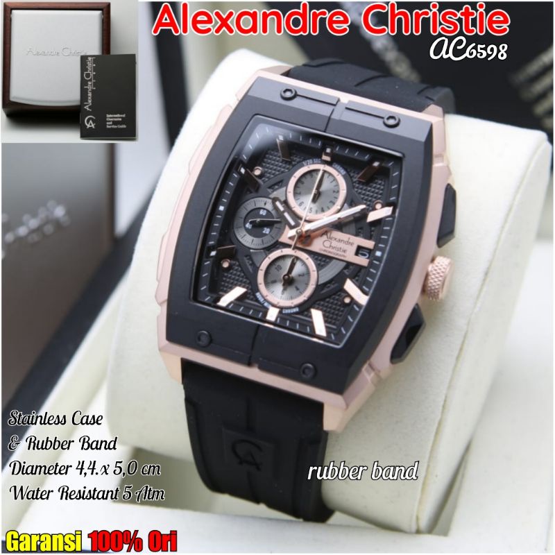 JAM ALEXANDER CHRISTIE PRIA ORI AC 6598 ALEXANDRE CRISTY ORIGINAL TALI KARET CRISTY MODEL KOTAK