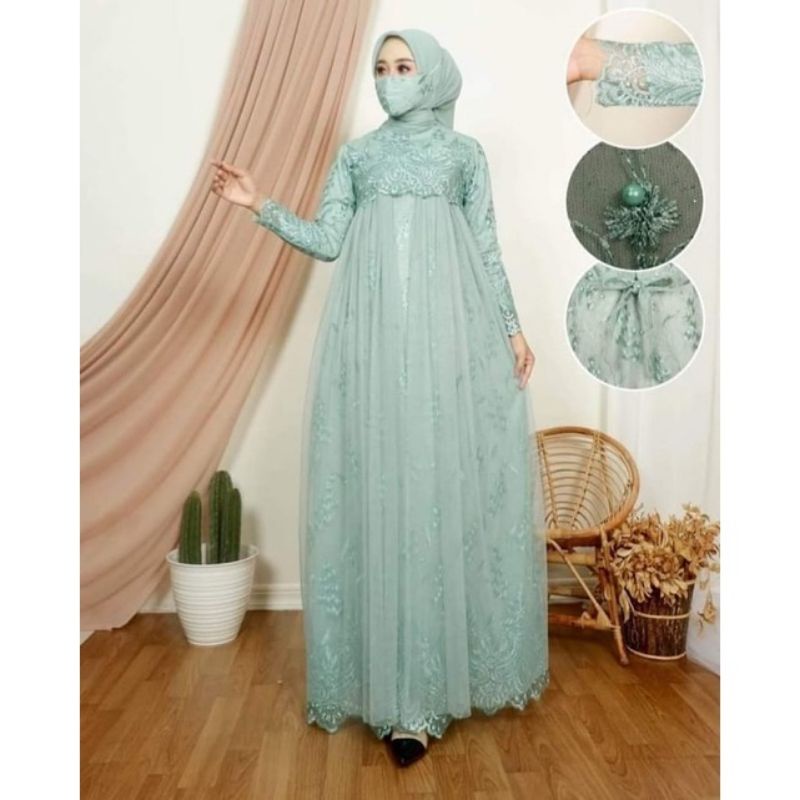 Permata Olshop / Gamis Aulia Tutu NK / Gamis Pesta Mewah / Kebaya Modern / Kebaya Pesta / Gamis Brukat / Gamis Tutu / Kebaya