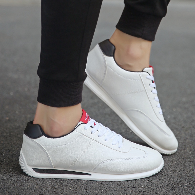 Sepatu Pria Korea Fashion Style Sepatu Low-Top Putih Sepatu Mahasiswa PU Kulit Pria sepatu One Piece