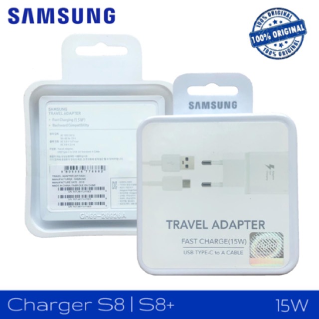 Charger Samsung Original 100% Fast Charging 2A 15W Type C S8 S8+ S9 S9+ S10 S10+ Note8 Note9