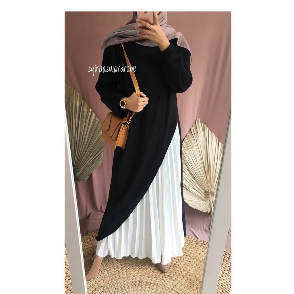 Long Tunik Rajut Senja Premium Wanita / Slit Tunik Rajut Karenina