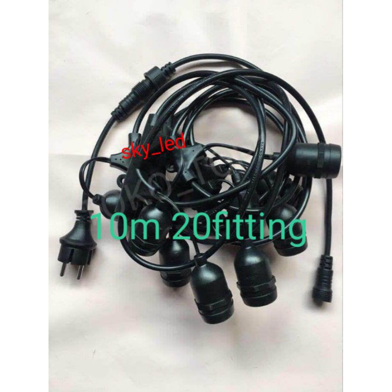 Kabel fiting lampu cafe gantung 10m 10 m dekorasi outdoor fitting