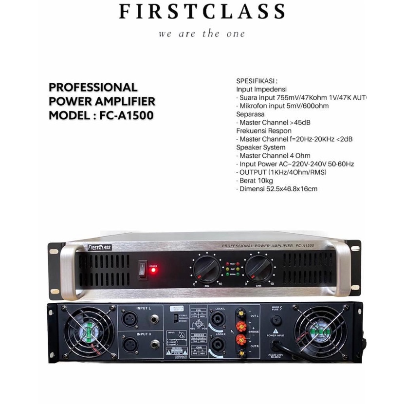 Power Audio System Firstclass FC A1500 PRO Powered Amplifier