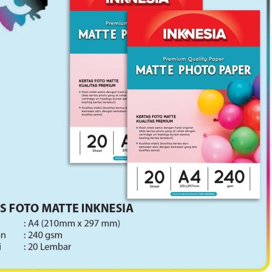 

Kertas Photo - Matte / Luster Photo Paper Inknesia A4 - Matte Satin