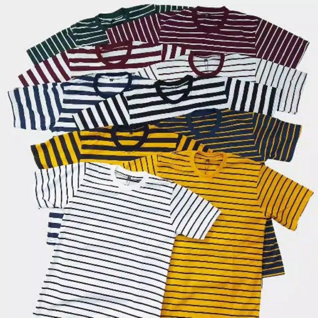 KAOS POLOS SALUR BELANG GARIS GARIS PRIA WANITA KEREN FASHION BANDUNG