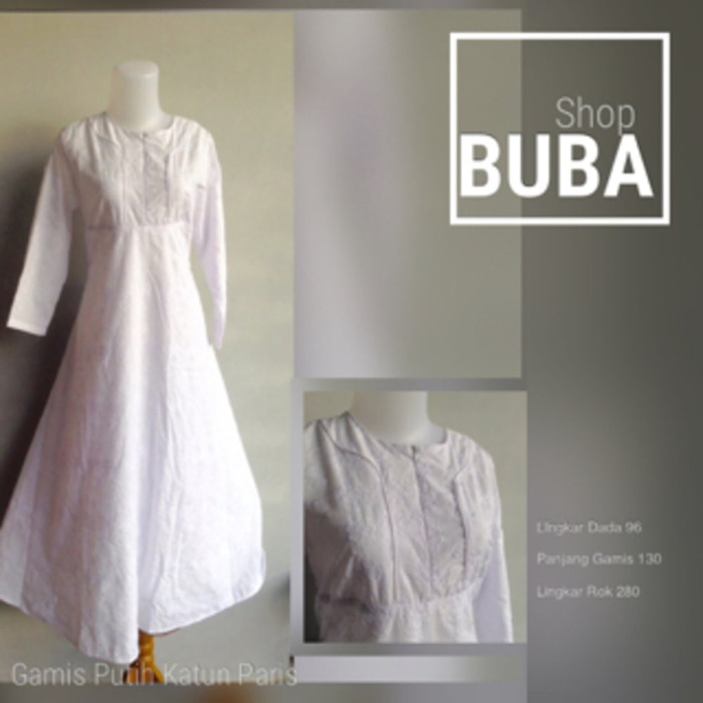 Promo Gamis Putih Bahan Katun Paris Limited