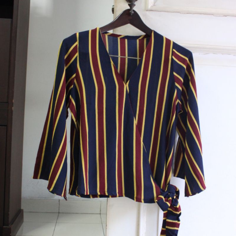 Baju Garis garis atasan wanita pita