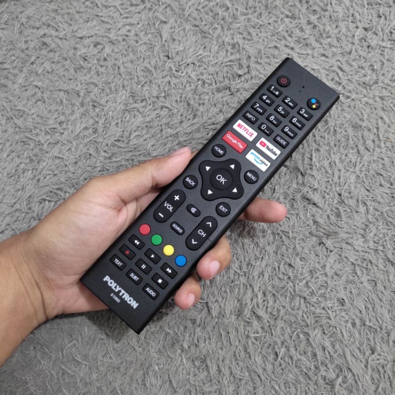 Remote TV POLYTRON Smart TV Android TV 100% Original 81i960 Terbaru Support Bluetooth Google Assista