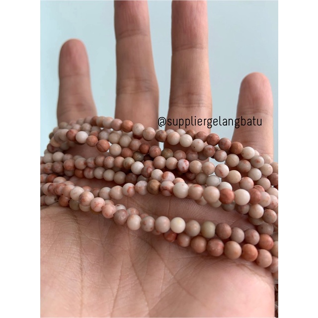 bahan soft white jasper 4mm koka natural renceng asli batu alam open