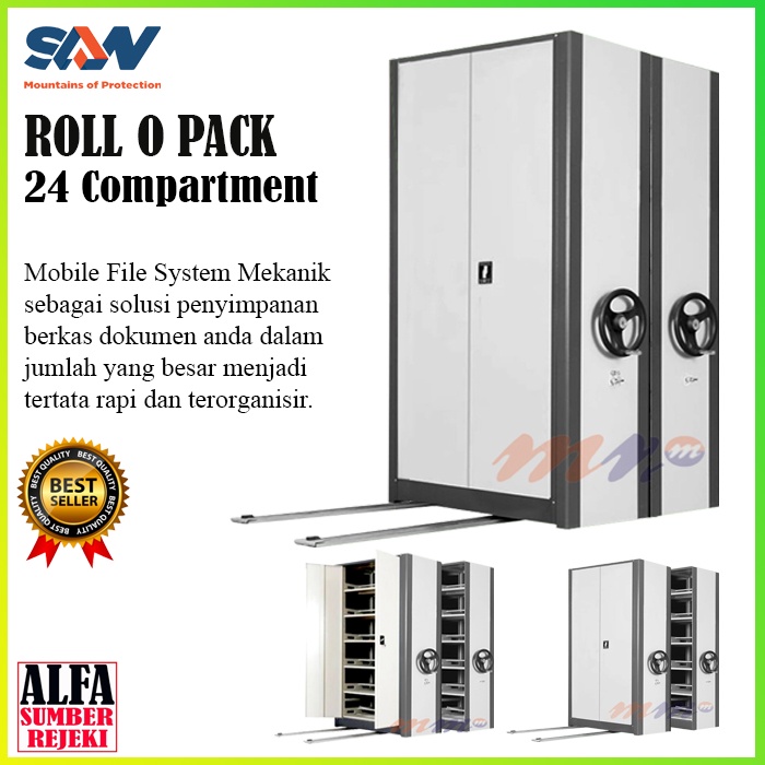Mobile File SAN Monroe 2 Line 1 Bay - Lemari Roll O Pack Mekanik 24 Compartment