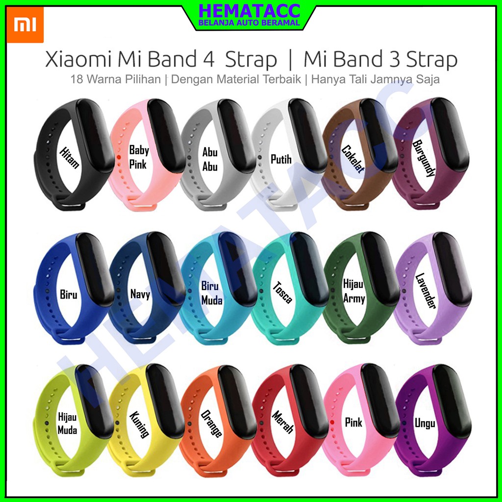 Strap Xiaomi Mi Band 4 / Mi Band 3 Colorful Tali Smartwatch M3 M4 M5 M6 M7 Hematacc