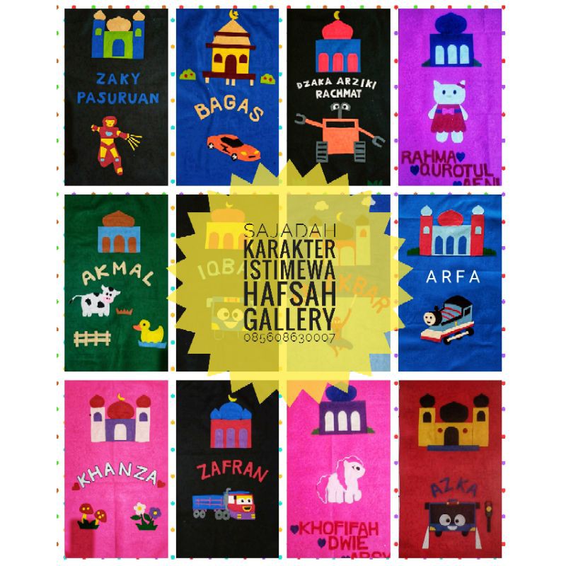 

sajadah anak karakter bisa request nama cocok untuk kado hadiah gift souvenir