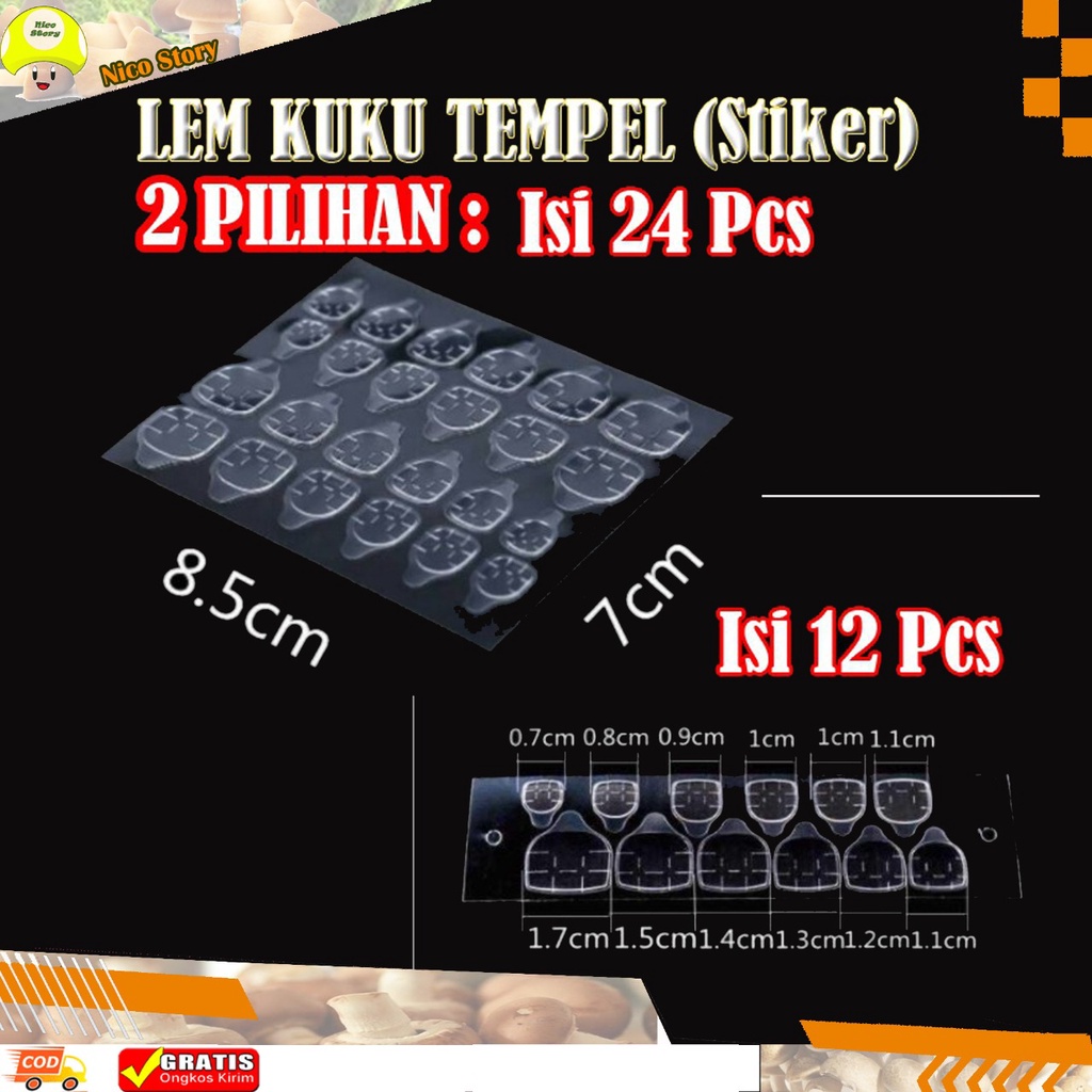 (NCS) LEM KUKU FAKE NAILS Art Nail Glue LEM TEMPEL Stiker Silicone Tape Kuku Palsu ISI 24 atau 12