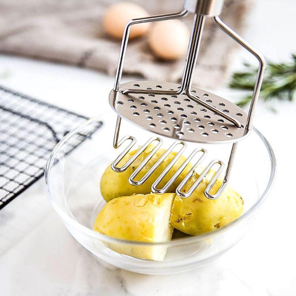 [Elegan] Potato Masher Garlic Sayur Masak Stainless Steel Heavy Duty Manual Press Crusher