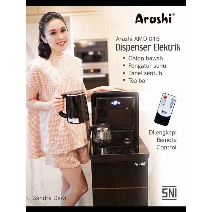 ARASHI Water Dispenser Multifungsi AMD 01B Hot &amp; Normal / Panas &amp; Normal Air Galon Bawah + Remote, Ceret Elektrik &amp; Jar