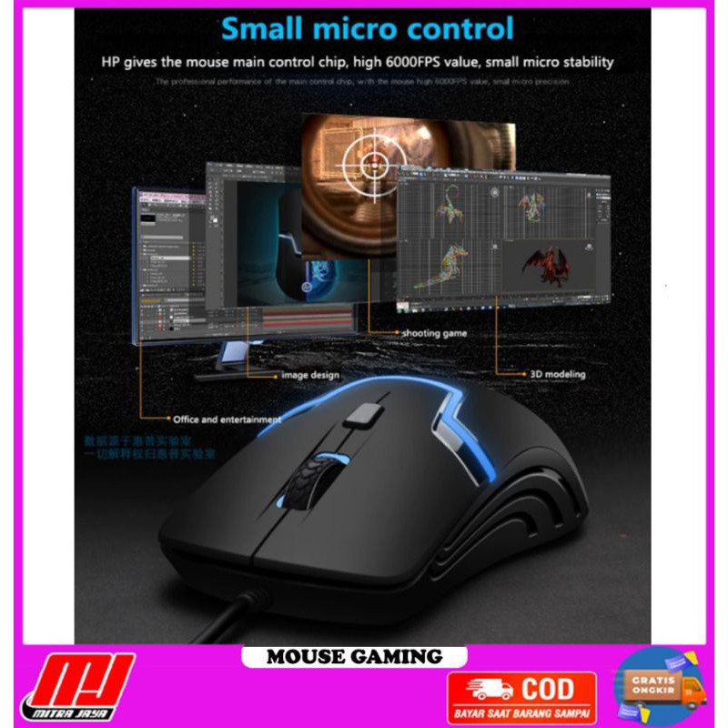 Mouse Gaming USB HP M100 Optical Sensor High DPI