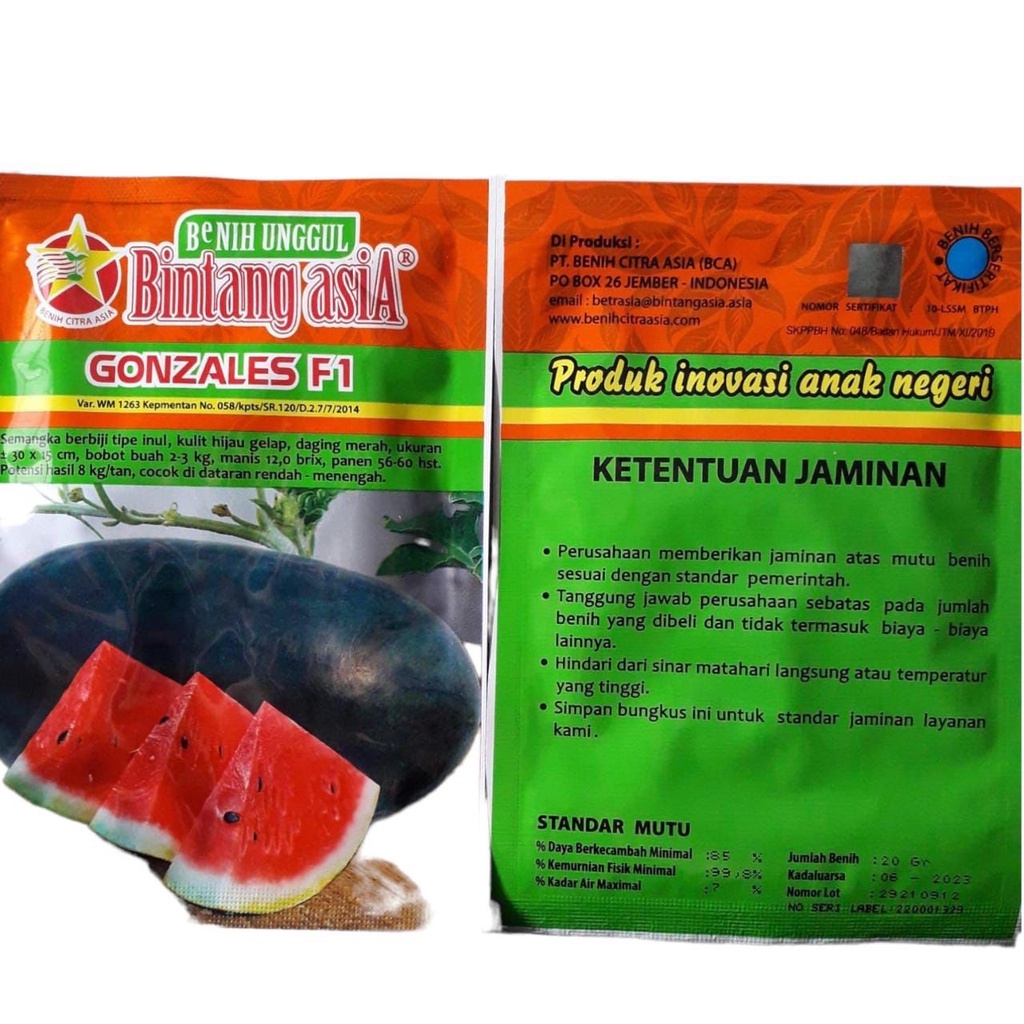 Benih Unggul Semangka Inul Merah Gonzales F1 20 Gram - Bintang Asia