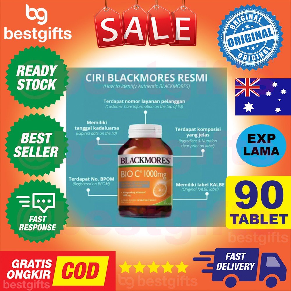 BLACKMORES BIO C 1000MG 1000 MG VITAMIN COLD RELIEF FLU ANTIOKSIDAN COLLAGEN PILEK ALERGI 90 TABLET