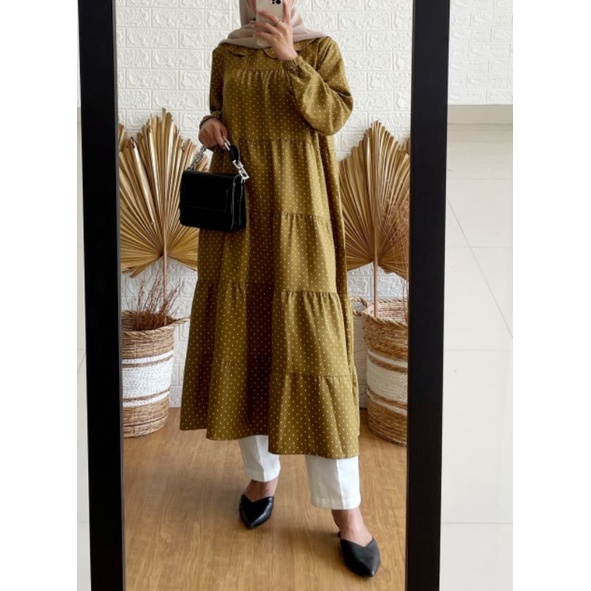 JEELA STORE | NULIKA MIDI DRESS POLKADOT