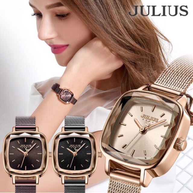 JULIUS JA-1148 Official Store Jam Tangan Rantai Square Bagsomnia Ladies Fashion Korea