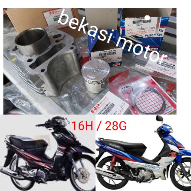 11210-16H00-0F0 dan 12100-28G31-0F0 piston kit ring seher cylinder blok suzuki shogun 125 FL RR NR S