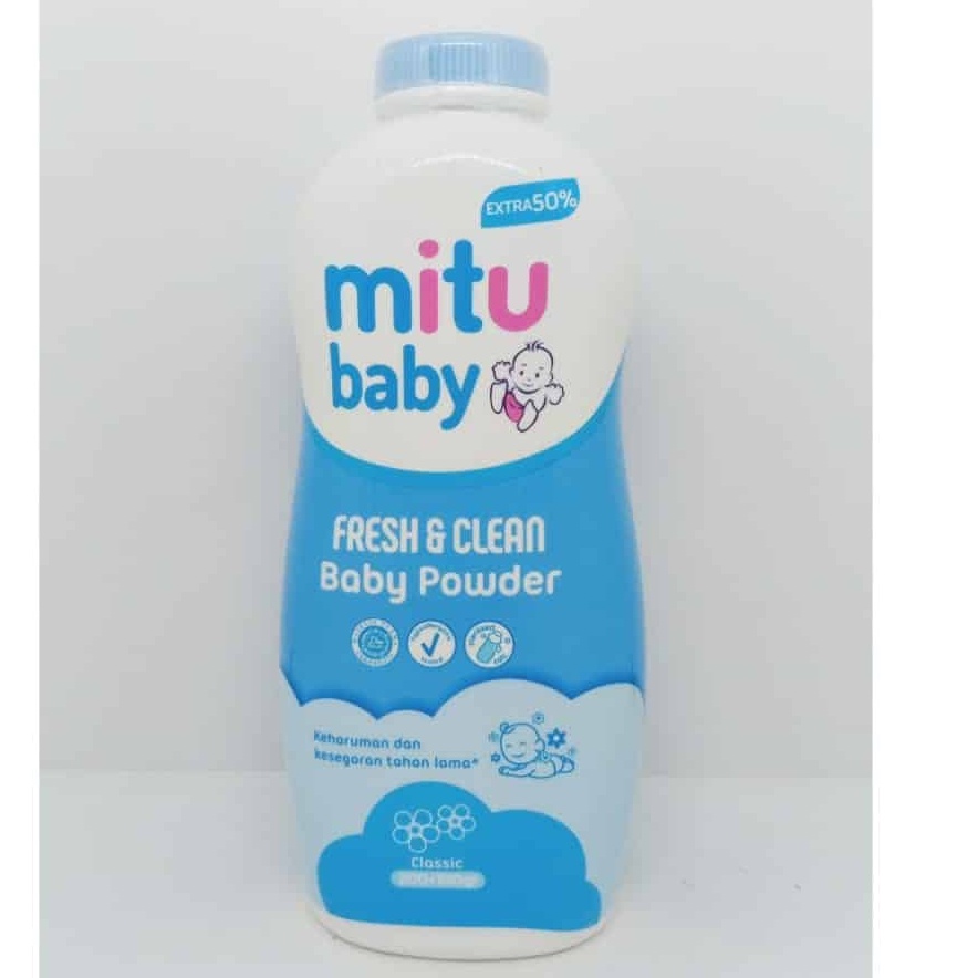 mitu baby powder fresh &amp; clean 200+100 gr