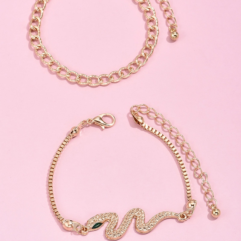 Gelang Rantai Tebal Gaya Punk Retro Etnik Dengan Liontin Ular Untuk Wanita