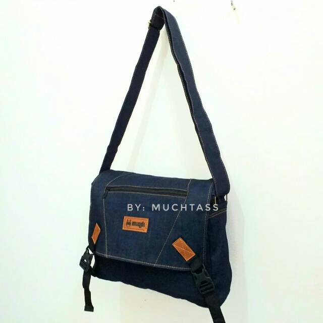 TAS SELEMPANG PRIA BAHAN JEANS 001 CLASIC-TAS CANVAS-SLING BAG