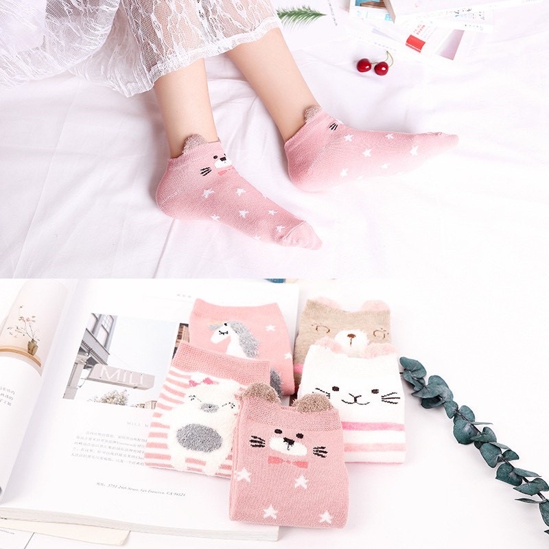 Kaos Kaki Motif Wanita Semata Kaki Fashion Korea Kaus Kaki Pendek Ankle Socks Karakter Lucu