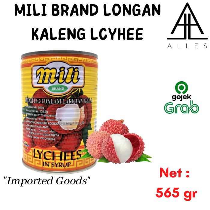 

Kalengbuah- Mili Lychee / Longan Kaleng / Buah Kaleng Leci / Mili Brand 565 Gram -Buah-Kaleng.