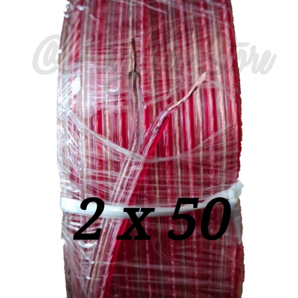 Kabel Listrik Transparan 2X50~Kabel Transparan 2X50~Kabel Audio~Serabut~2X50~Meteran