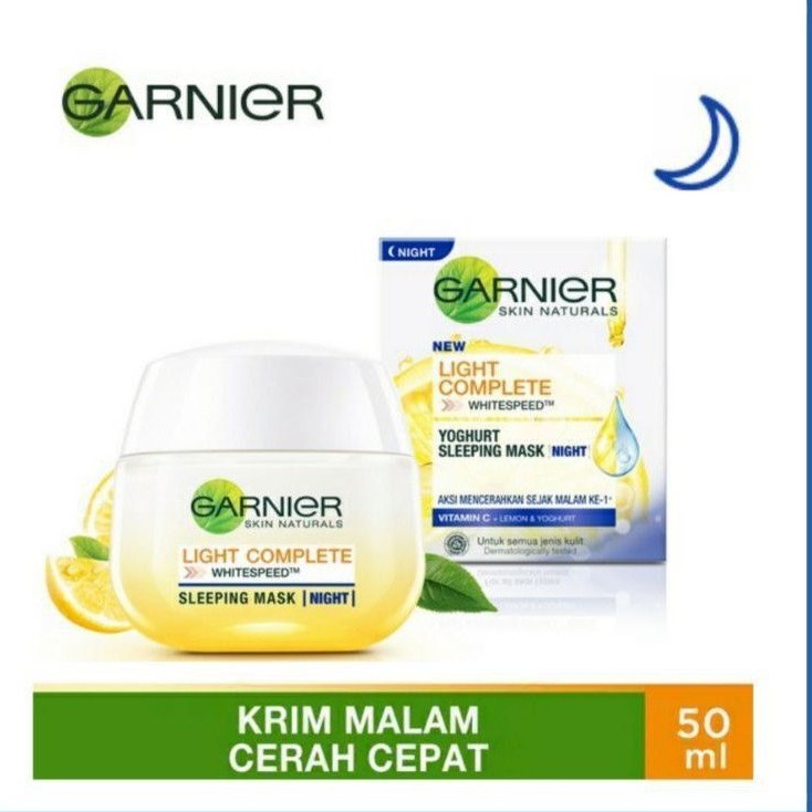 Garnier Light Complete White Speed Sleeping Mask Night Cream Skin(krim malam) 50 Gr