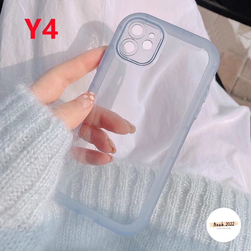 Case Pelindung Lensa Transparan Warna Macaron Fluorescent Untuk IPhone XR Xs Max X 11 12 Pro Max