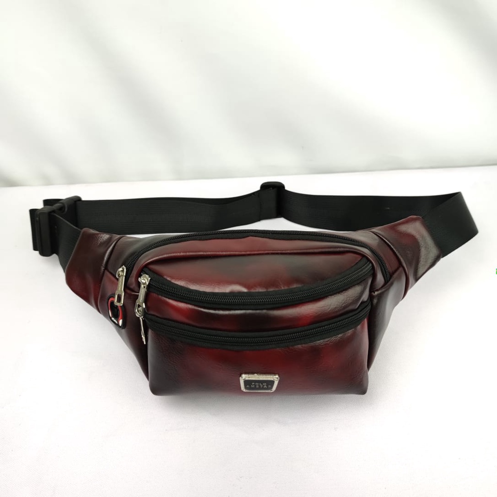 Tas Pria Tas Pinggang Waistbag Kulit PU Laether Original Polo Amstar Tas selempang pria waterproof