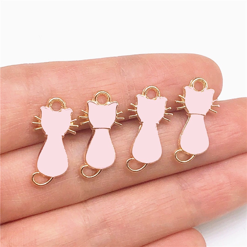 4 Pcs Liontin Kalunggelanganting Model Kucing Bahan Alloy Untuk Wanita Charms