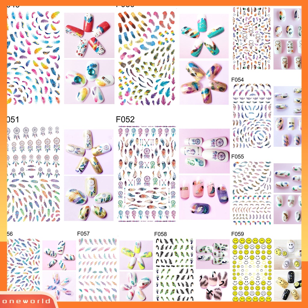 (ONWO) Stiker Kuku Motif Bulu Dream Catcher Cantik