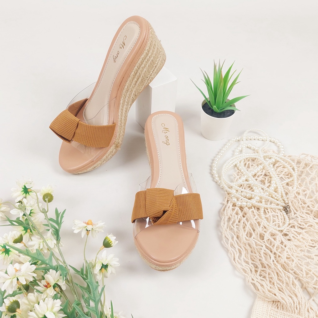 JY MSH 10 Sandal Wedges Wanita Sandal Hak Tinggi Lebar Perempuan Import