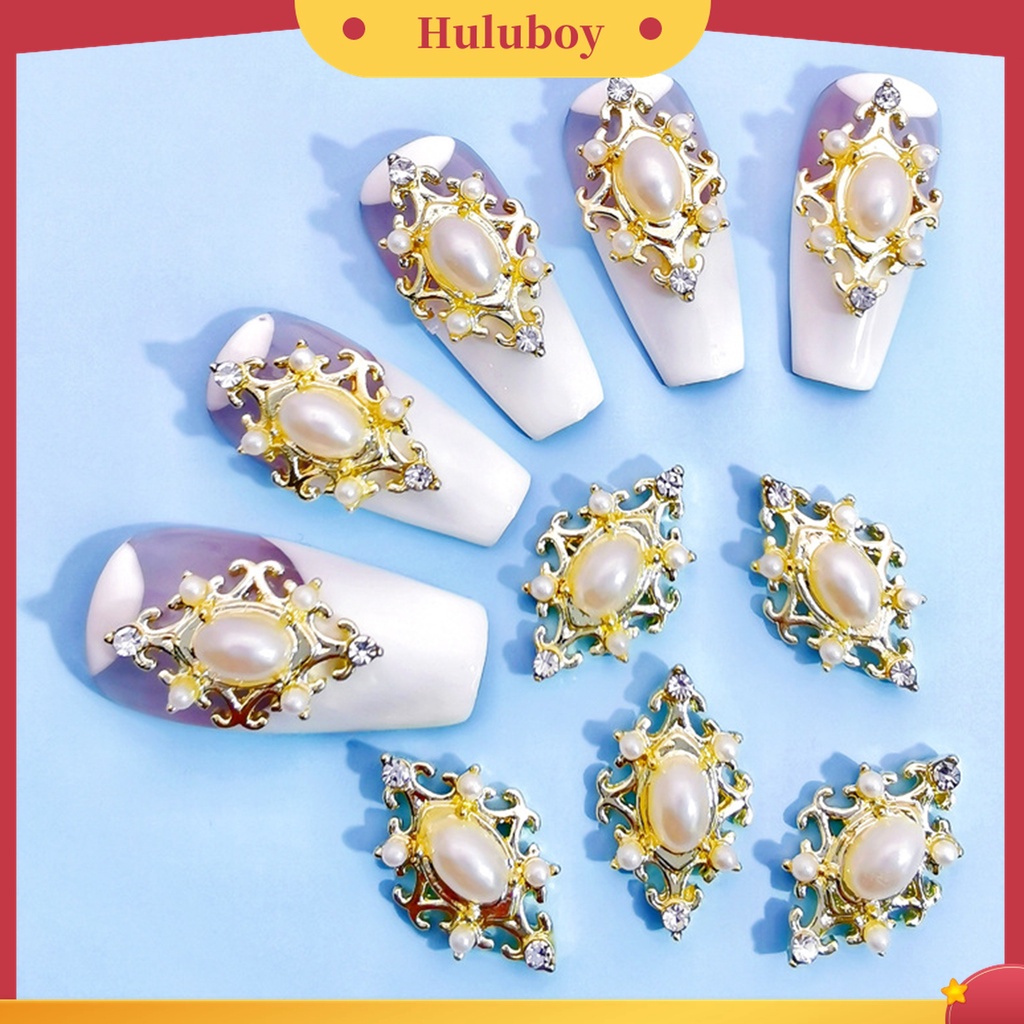 Huluboy Huluboy♡ 10pcs / Kantong Ornamen Berlian Imitasi 3D Aneka Bentuk Bahan Alloy Untuk Kerajinan Manicure Nail Art