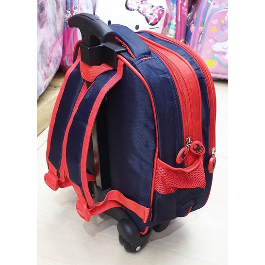 Tas Roda Trolley Anak Sekolah TK Spiderman Body 3D Timbul IMPORT