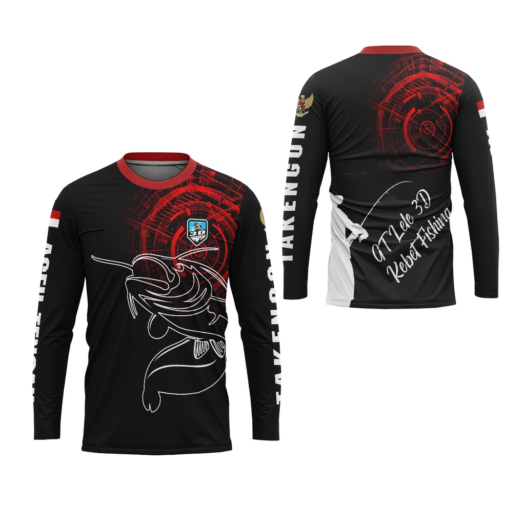 Riashop - Kaos Pria Jersey Lele Galatama 3D | Jersey Lele Galatama Mancing Mania Lengan Panjang