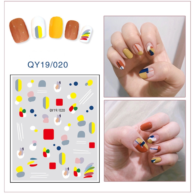 Qy19/019-036 Stiker Nail Art Motif Kartun Bunga/Hewan/Buah/Pelangi/Smiley Untuk Manicure Anak/Dewasa