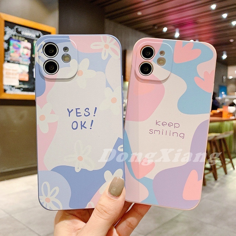 Case Pelindung Lensa Kamera Motif Bunga Warna Kontras Matte Untuk Samsung Galaxy A03 A03S A02S A11 A20 A30 A51 A51 A12 A50 A30S A50S J7 Pro