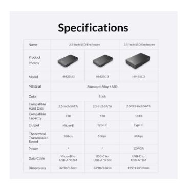 Harddisk Ssd hdd enclosure orico 2.5&quot; sata III usb A micro b 3.0 6Gbps hm25u3 - Casing hard disk drive 2.5 inch sata3 hm25-u3