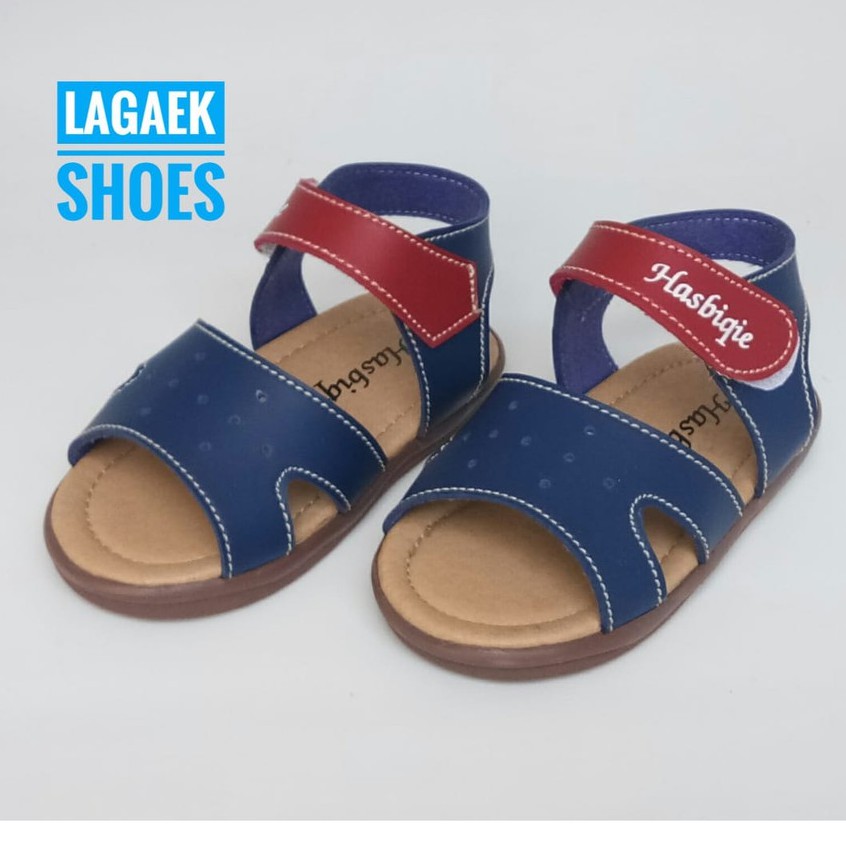 Sendal Anak Laki Usia 1 Tahunan Size 22 - 23 NAVY Alas Karet - Sandal Anak Cowok Anti LIcin Tali Warna Warni