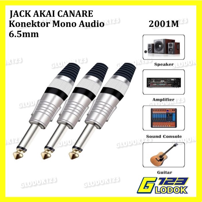 Jack Akai 6.5mm Mono Stereo Canare Audio Jeck Mic Jek Konektor Gitar