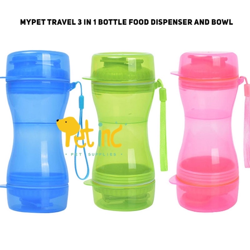 Mypet travel 3 in 1 bottle food dispenser and bowl